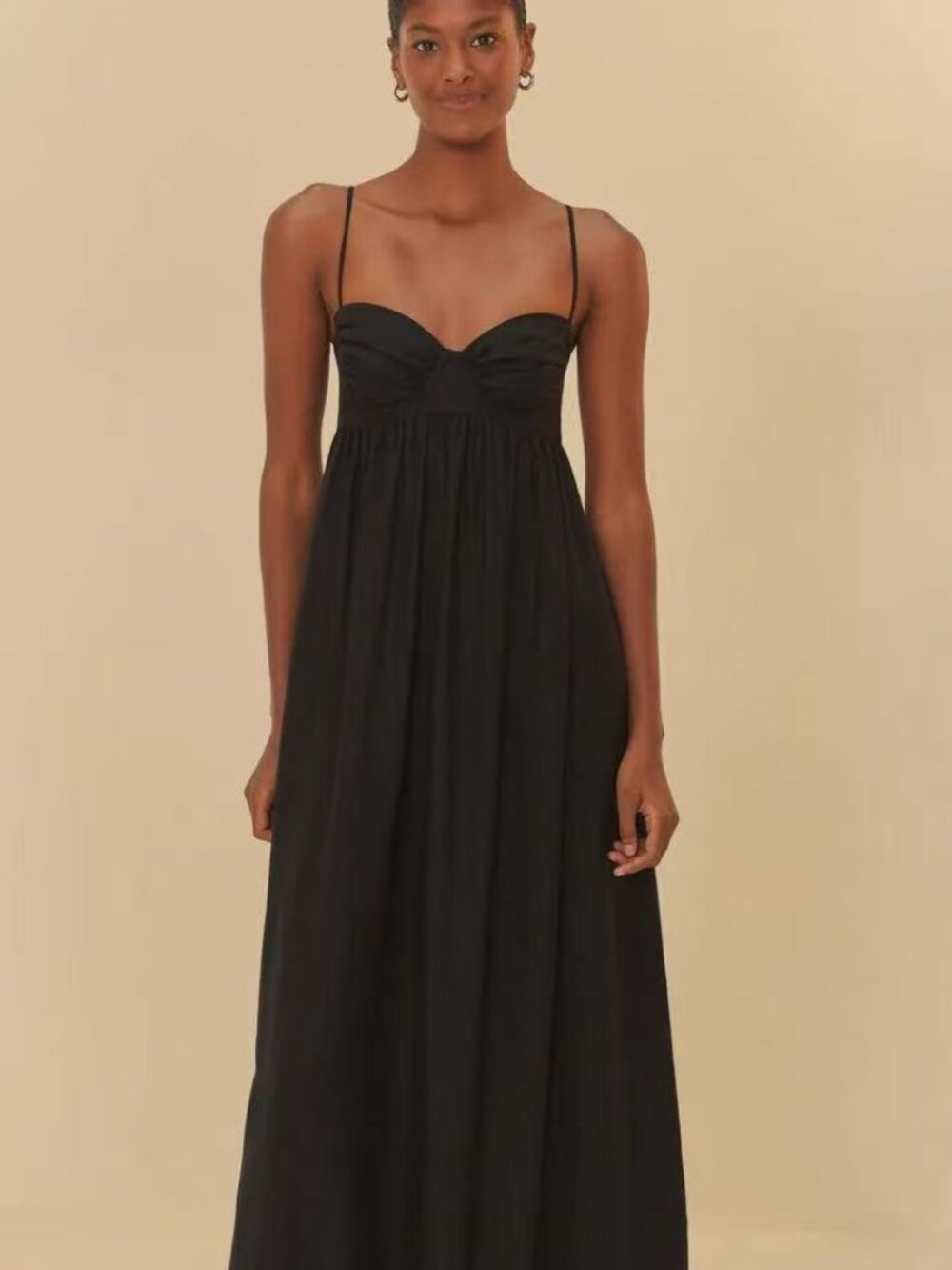 NWOT Farm Rio Linen Blend Black Sleeveless Maxi Dress Size L - Picture 2 of 15